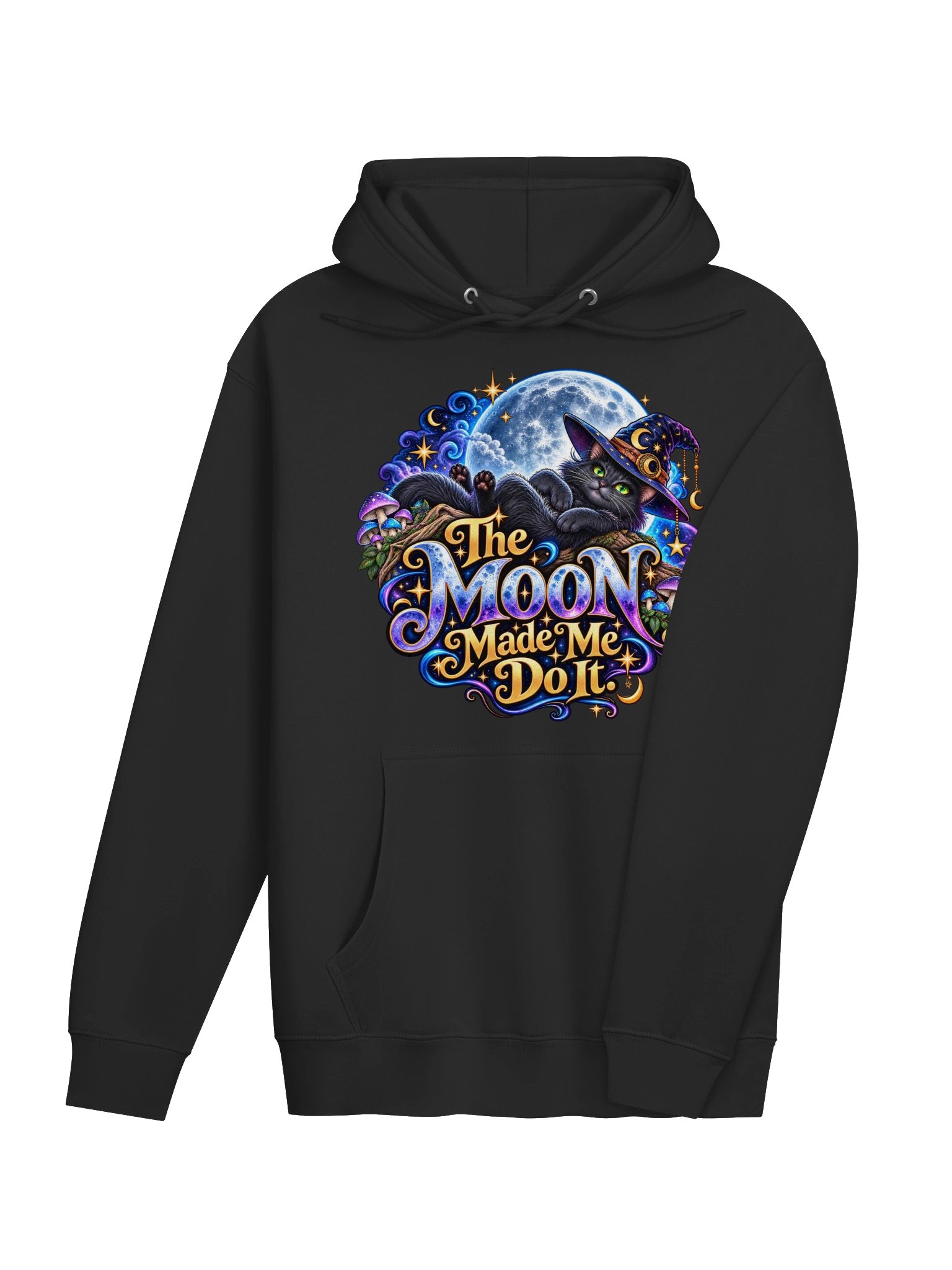 The Moon Made Me Do It - Lane Seven Premium Hoodie - Black Cat & Moon Design product image (7)