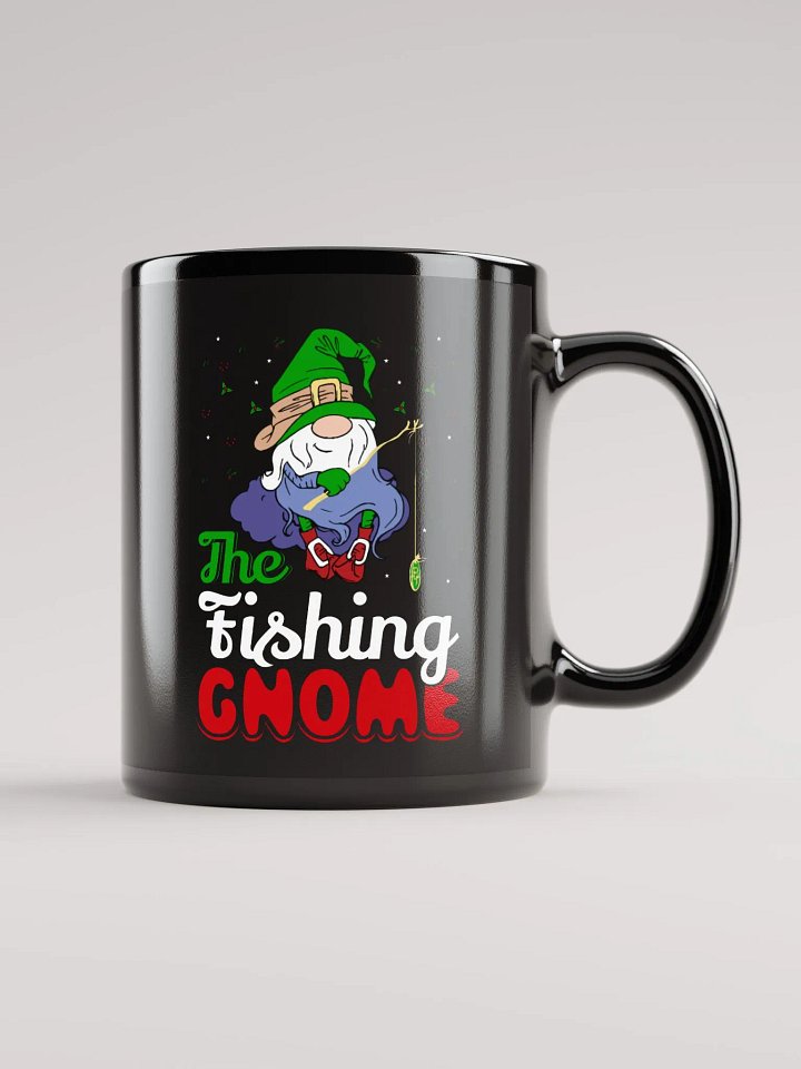 The Fishing Gnome Black Glossy Mug product image (1)