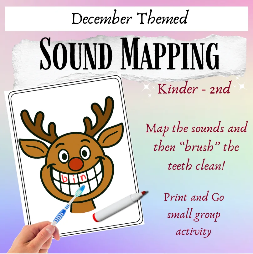 December Phonics & Math Centers – Teeth Elkonin Boxes for Sound Map product image (1)