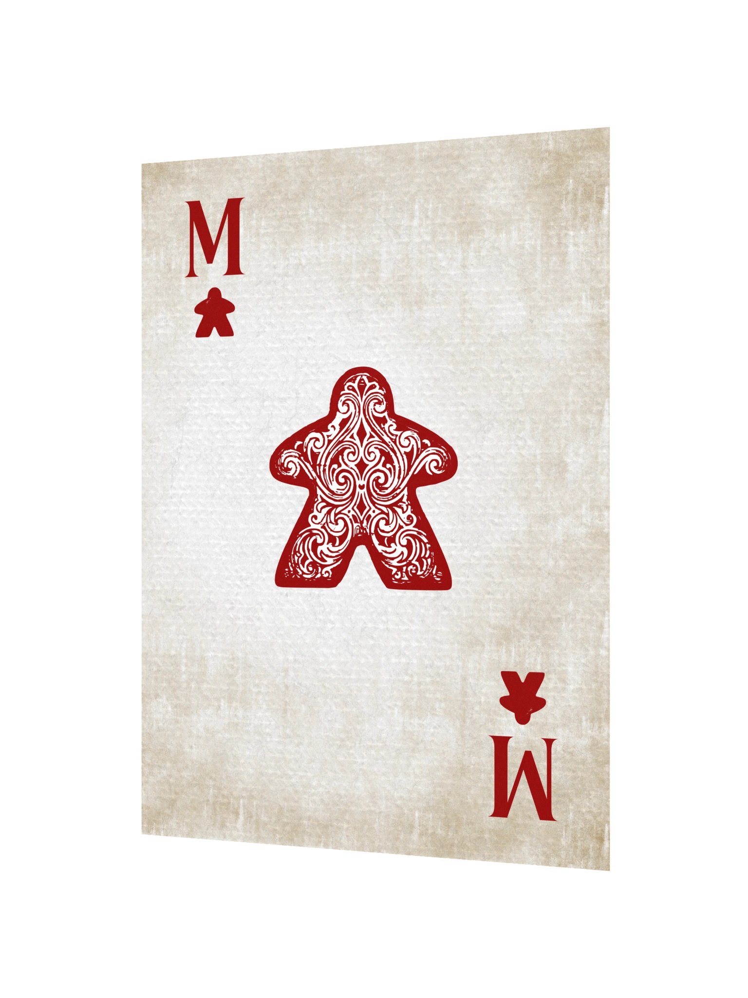 Vintage Meeple Red Ace Playing Card Board Game Room Poster - UNFRAMED product image (2)