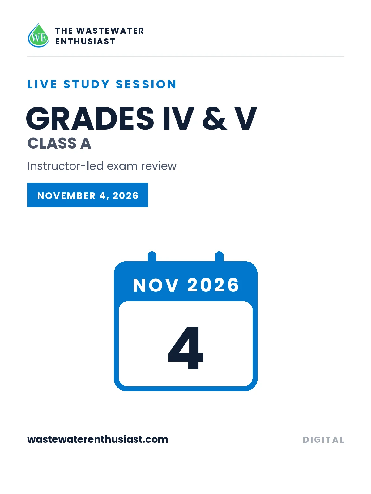 Grades IV & V / Class A Wastewater Exam Study Session product image (1)