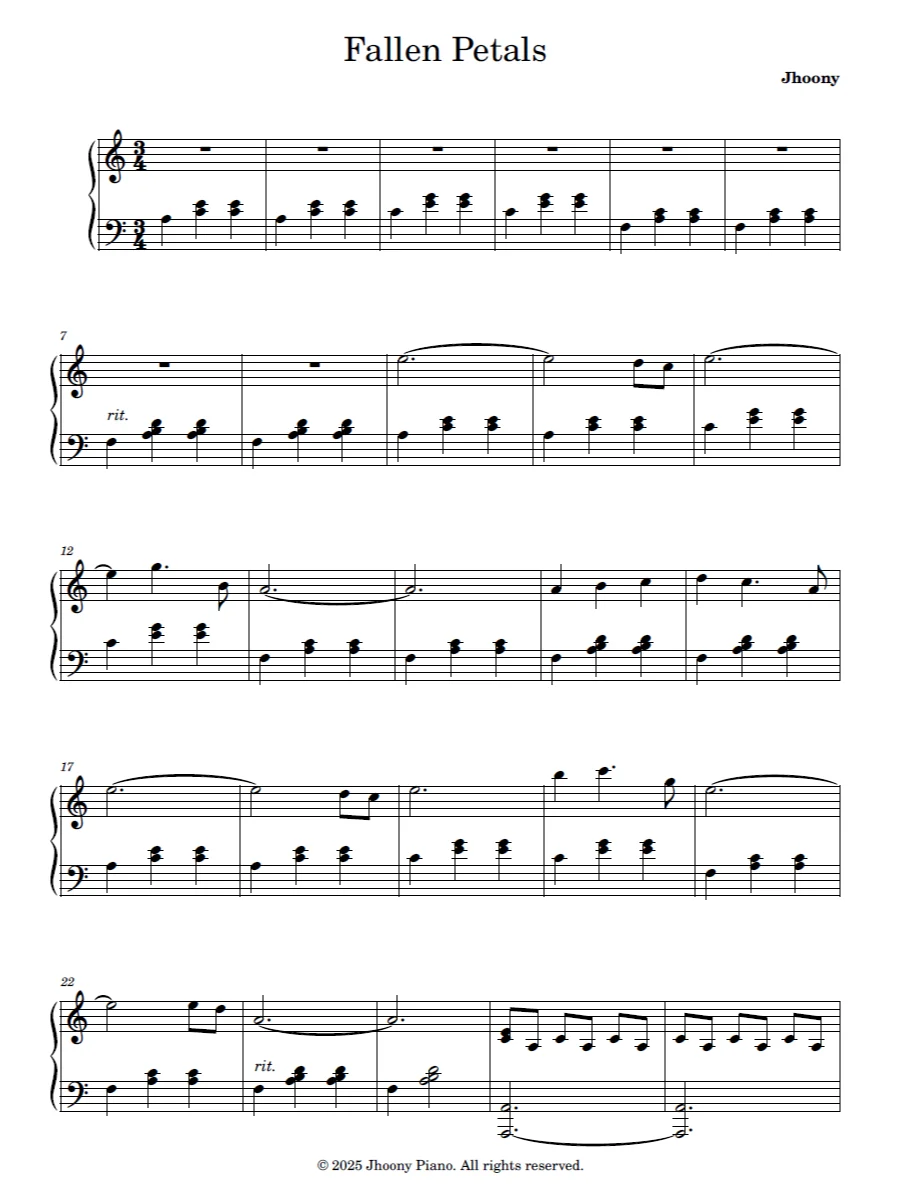 Fallen Petals - Sheet Music product image (1)