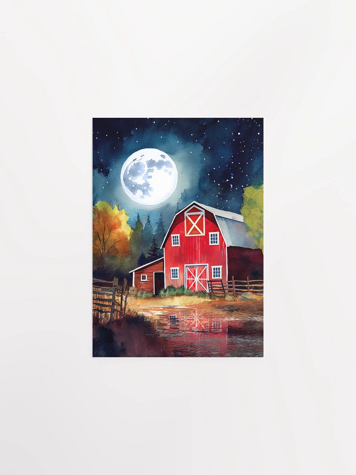 Old Red Barn under Full Moon Studio Art Print product image (7)