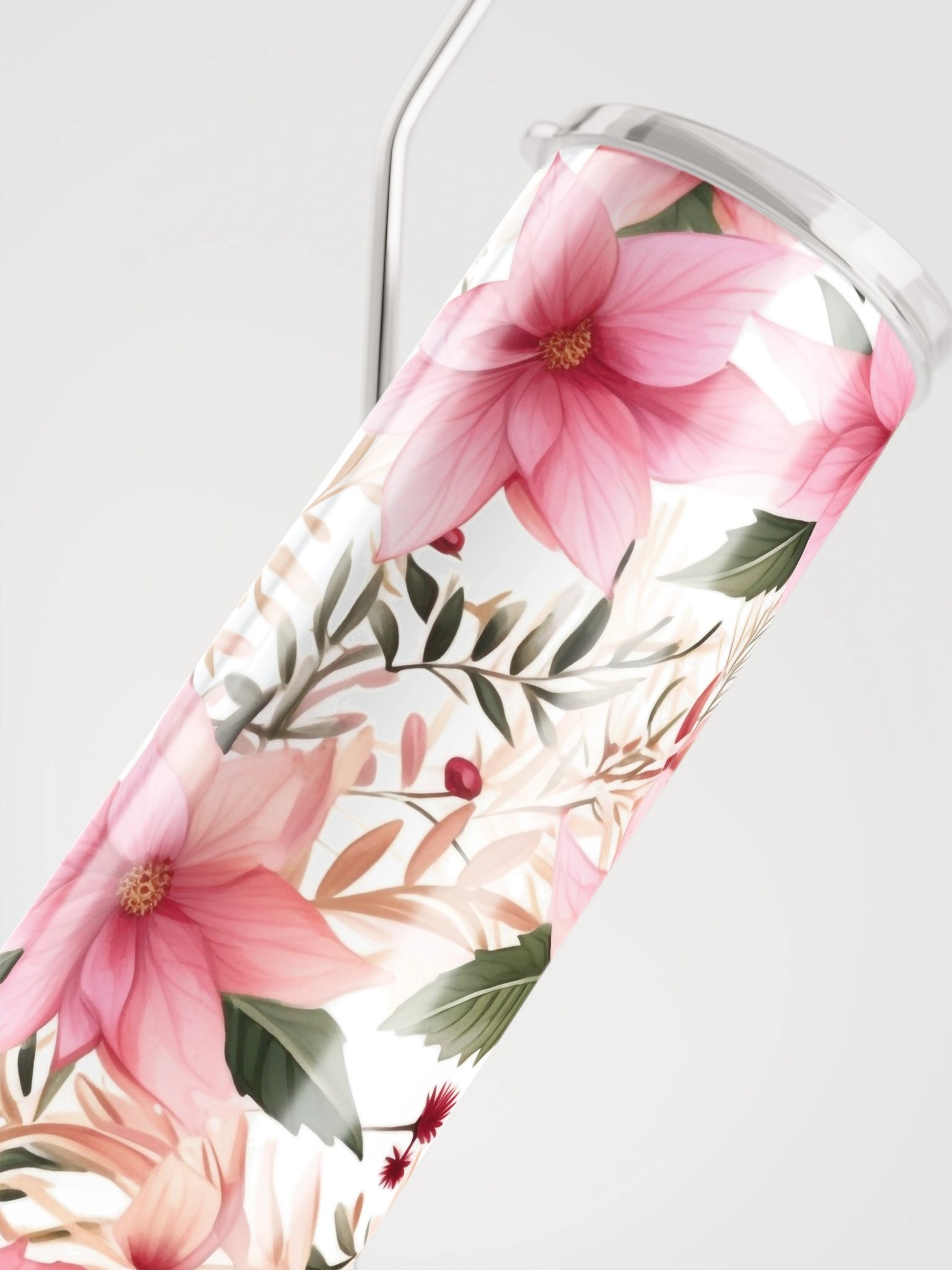 Pink Poinsettia Stainless Steel Tumbler product image (4)