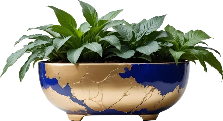 Kintsugi Elegance – Imperial Blue Planter PNG product image (1)