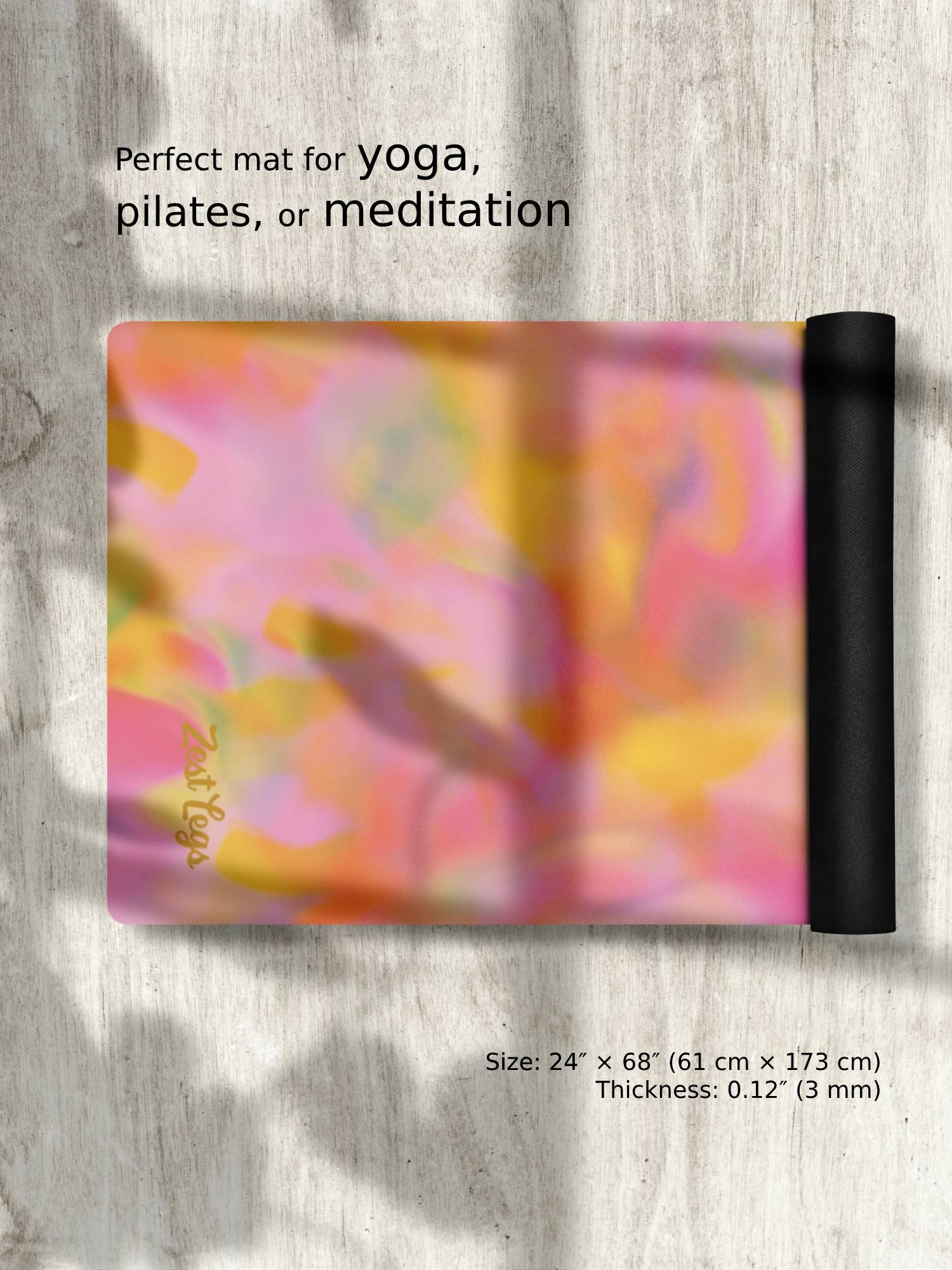 Yoga Mat "Sweet Pastel Tie Dye in Orange Light Pink" product image (2)