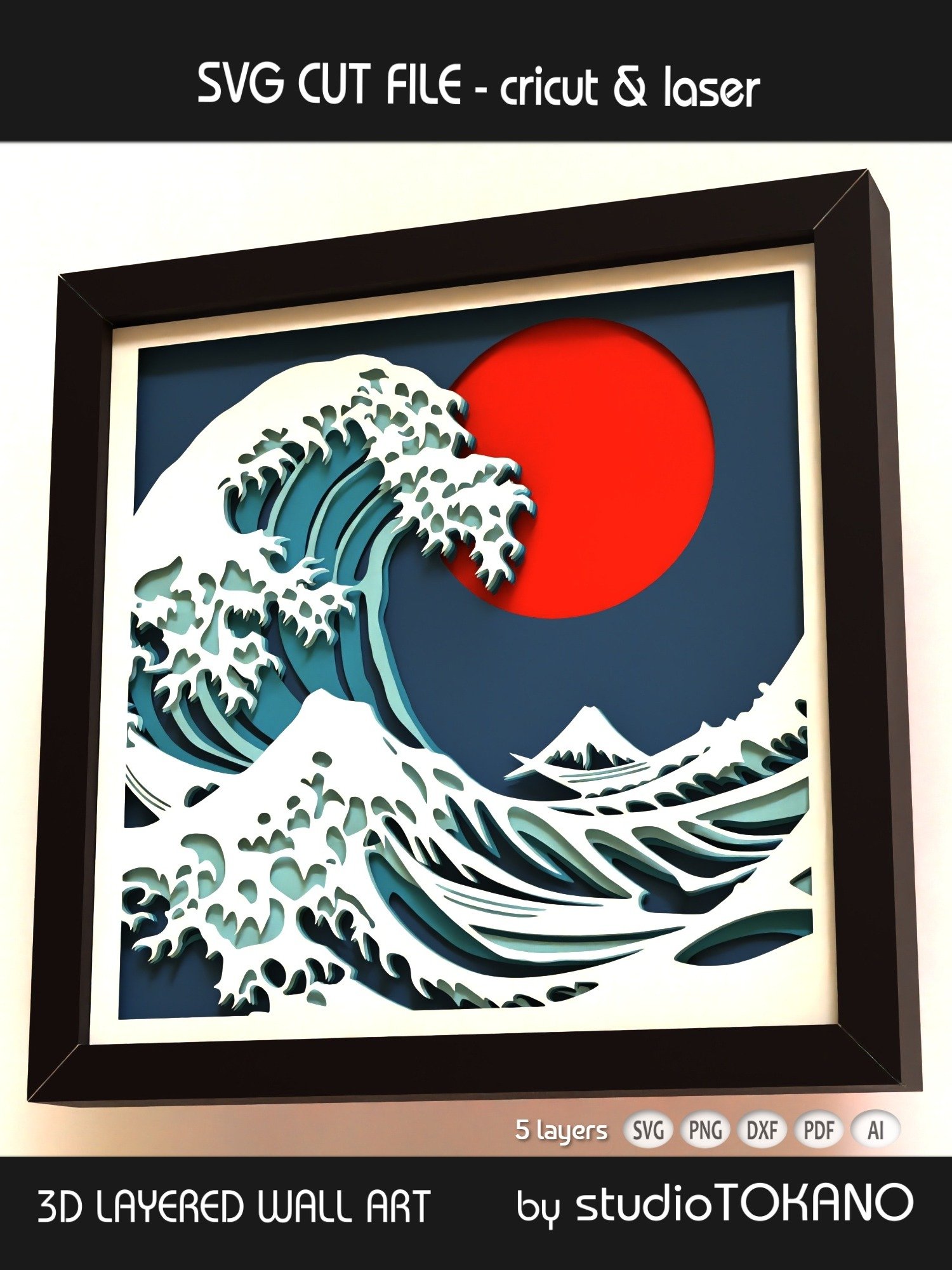 Great Wave Shadow box SVG product image (9)
