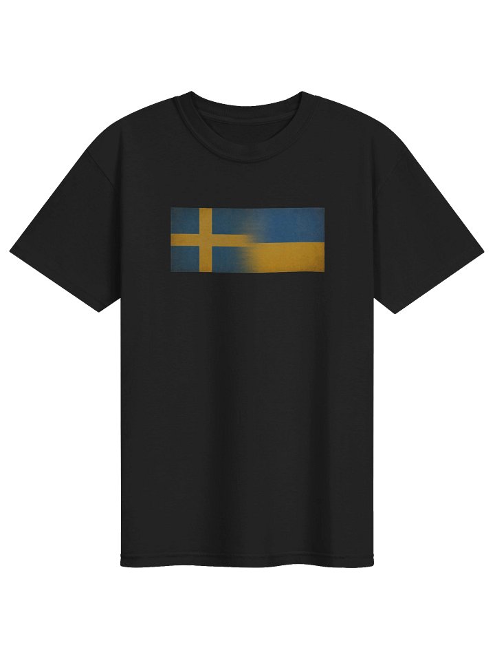 Man Comfort T-shirt Support Ukraine-Sweden Flags, black product image (1)