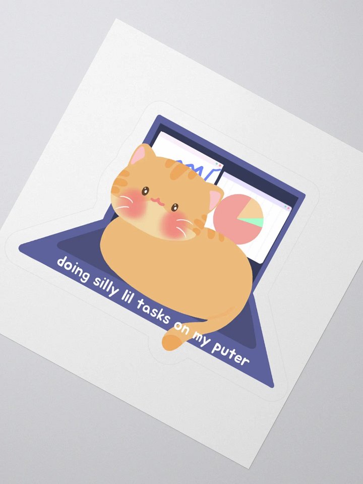 Doing silly little tasks, Orange Cat Sticker product image (2)