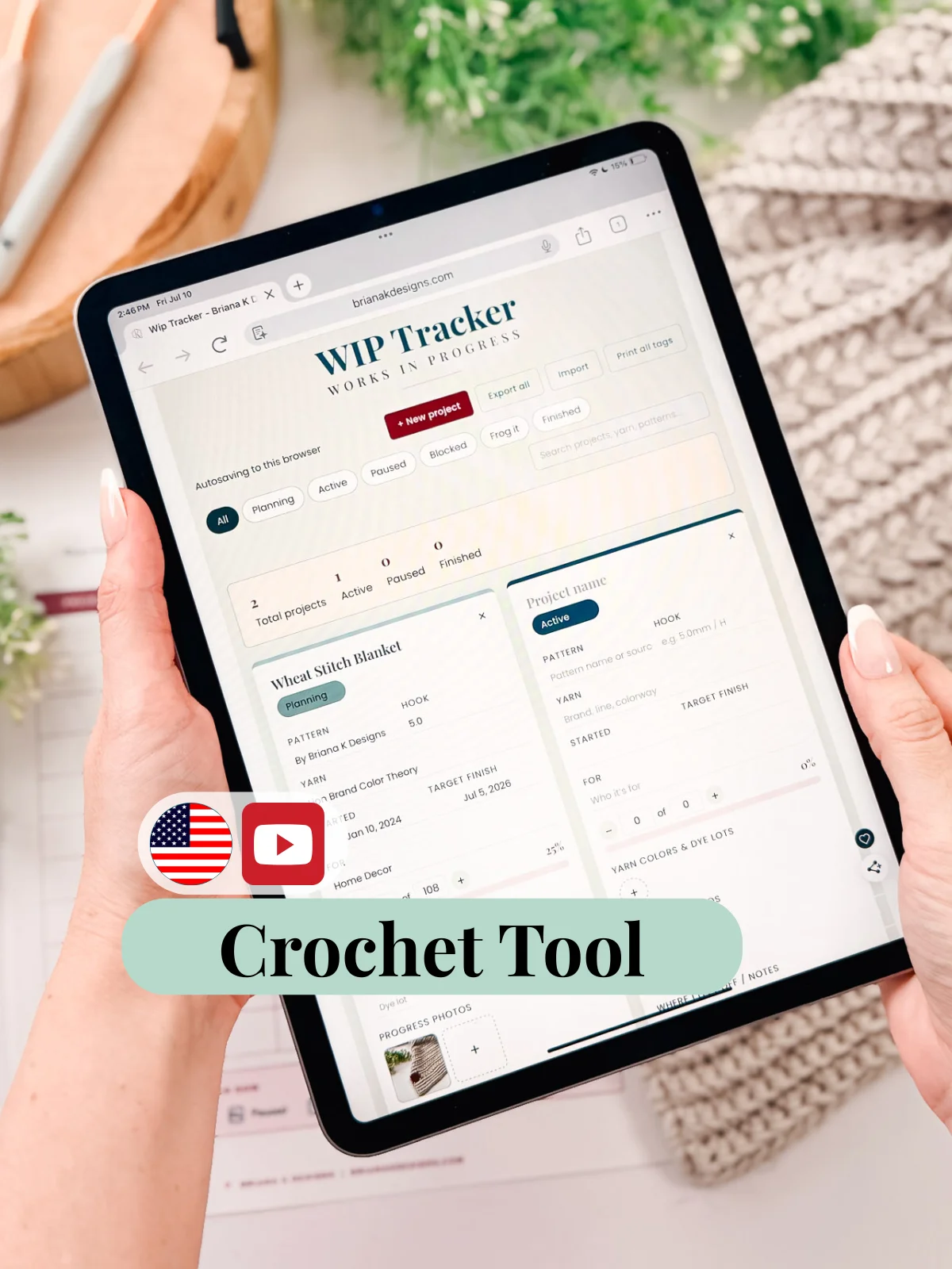 Briana K Crochet Companion: The WIP Tracker - Digital Crochet Project Organizer product image (1)