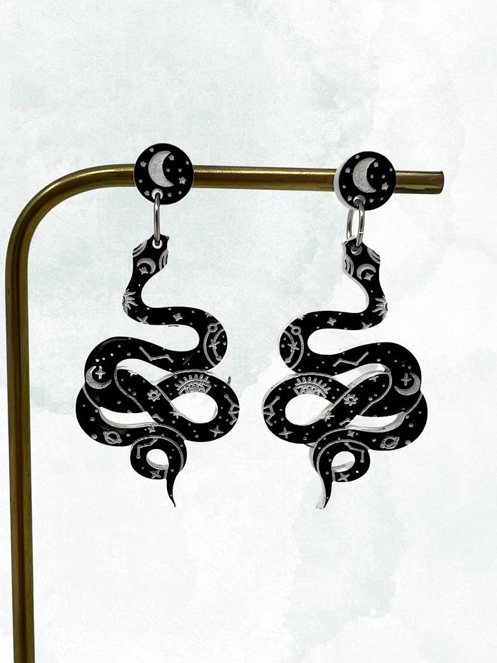 Mystical Snake Earrings (Black and White) product image (1)