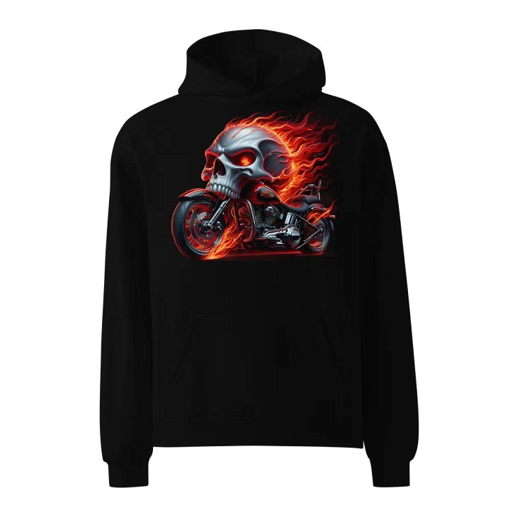 Flaming Skull Motorcycle Oversized Hoodie #7 product image (1)