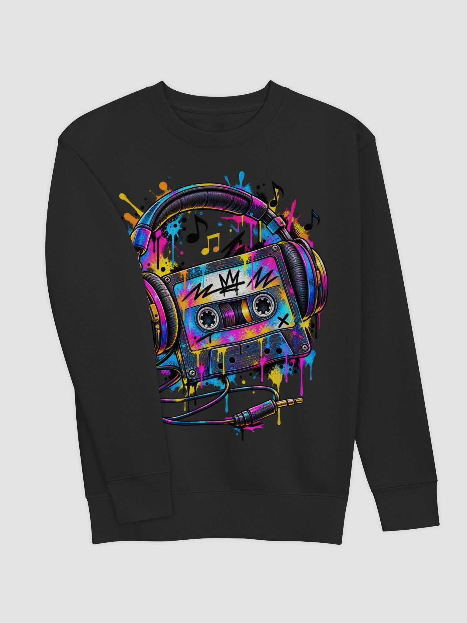 Retro 90s Cassette Tape Graphic Sweatshirt - Stylized Vintage Music Pullover product image (14)