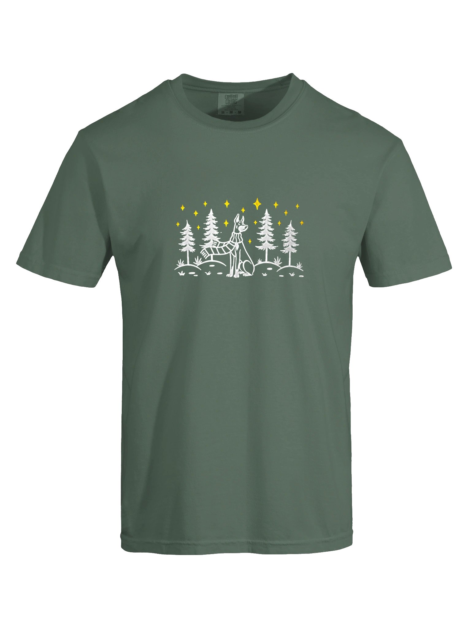 Doberman Pinscher(Cropped Ears) Winter/Christmas Line Art Design Embroidered T-Shirt product image (13)