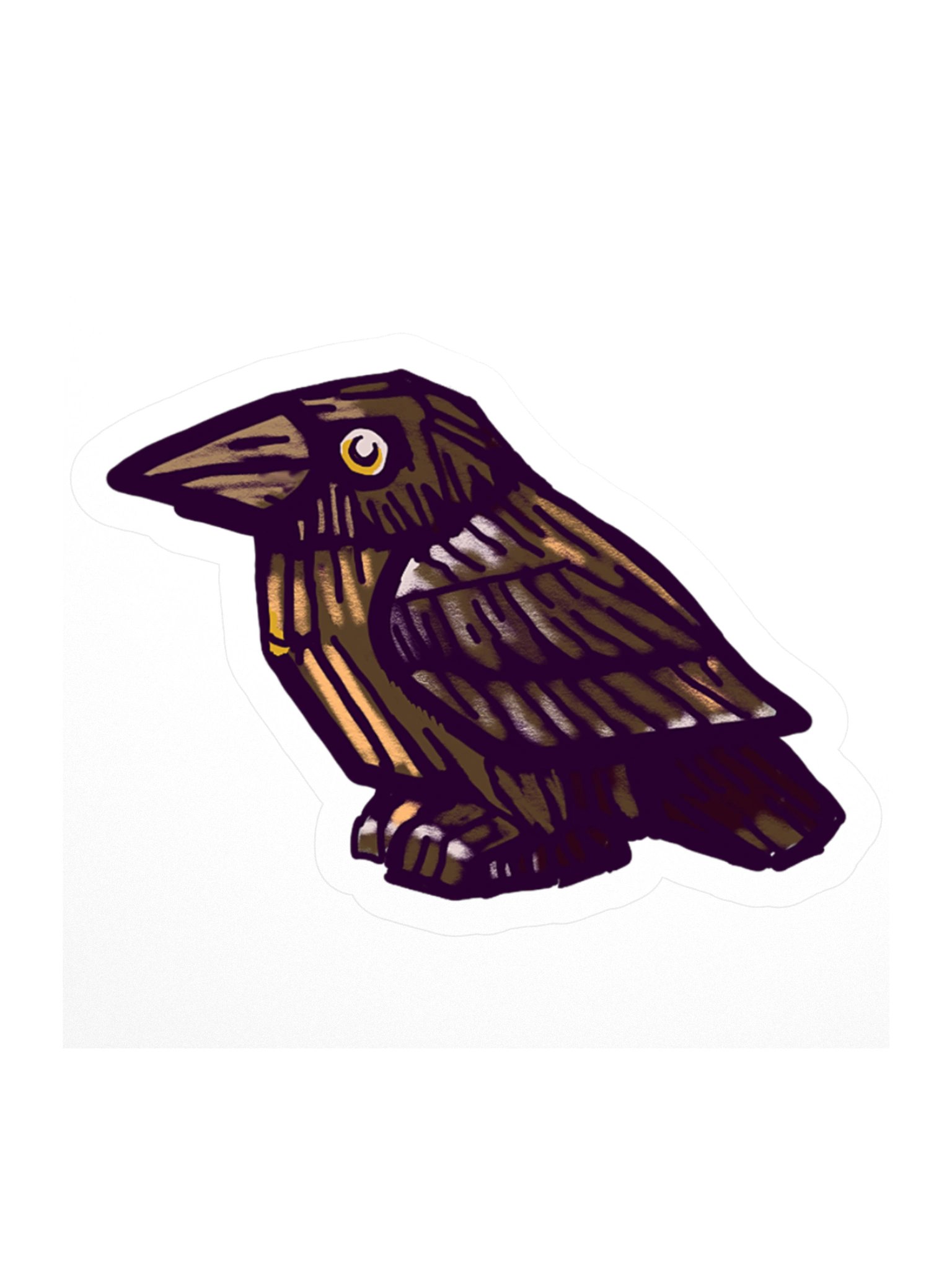 The Hunched Raven, Woodcut Raven Sticker (3 inch vinyl) product image (1)