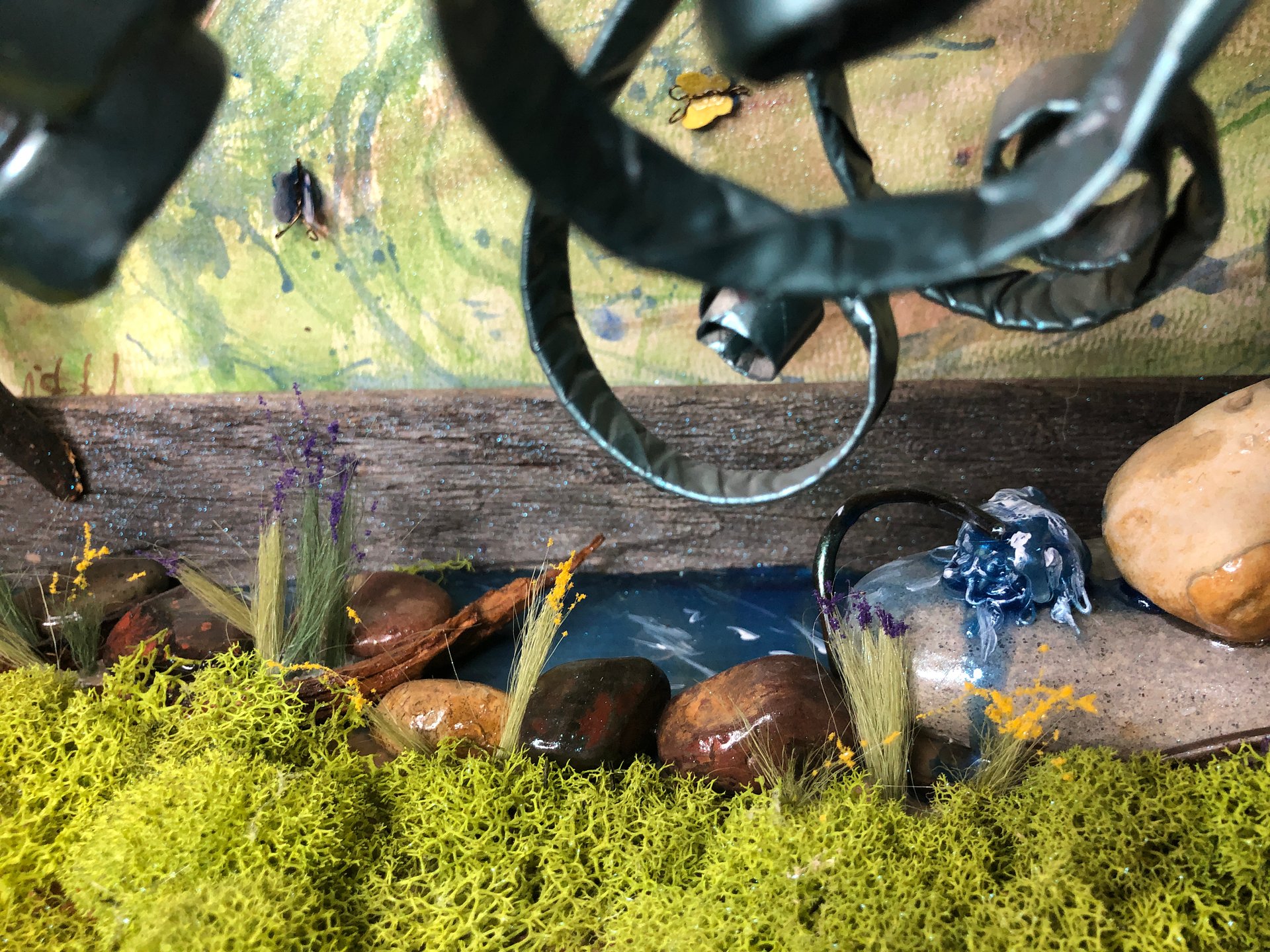"The Fantasy Tree"- OOAK Fairy diorama with watercolor painted background and magazine tree product image (6)