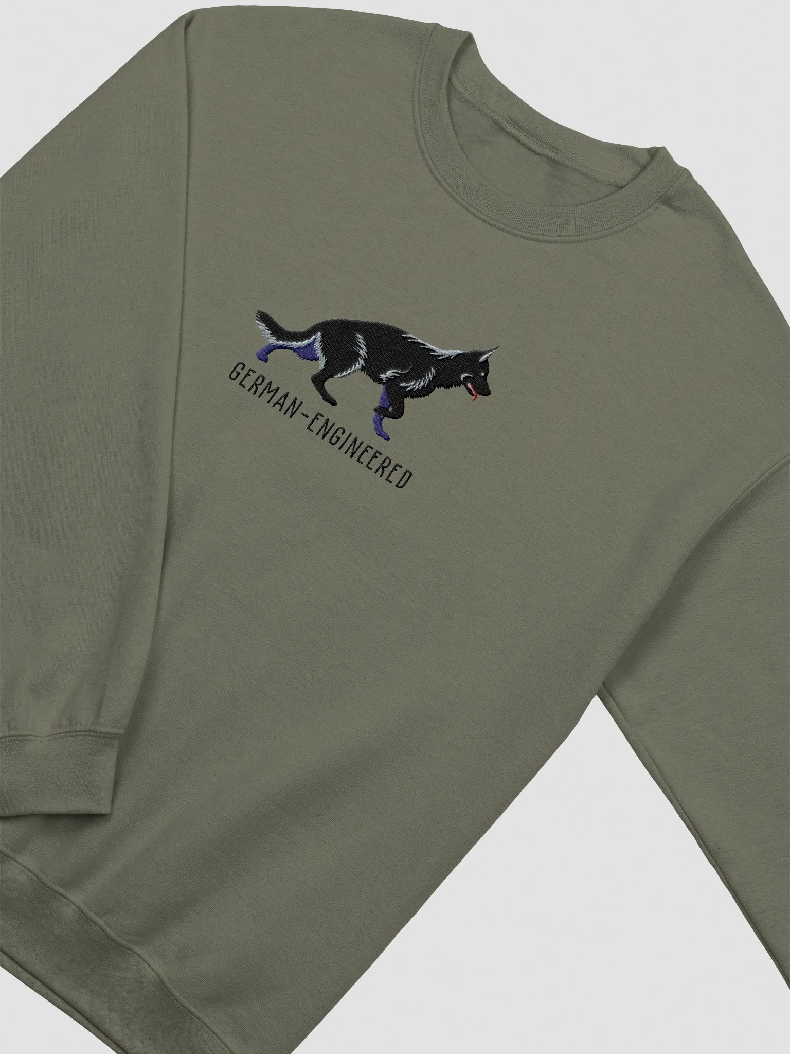 German-Engineered Sweatshirt (Embroidered) of a German Shepherd(Black) product image (6)