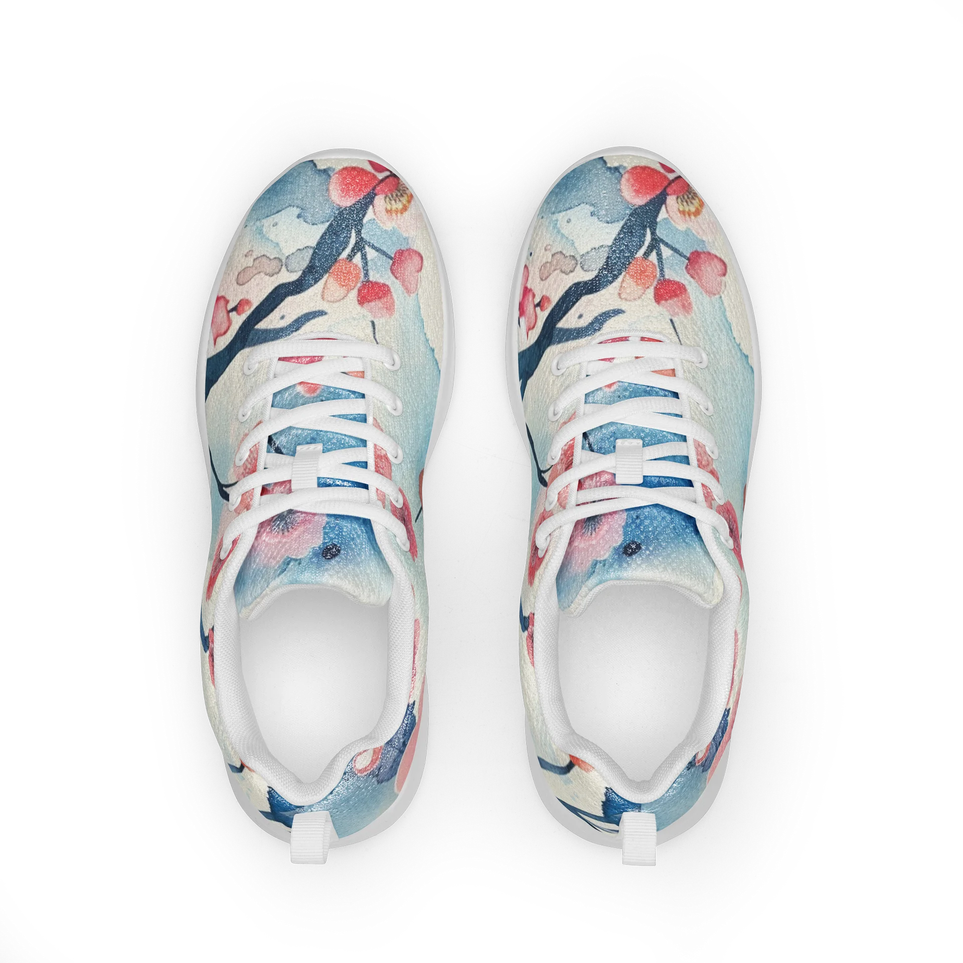 Traditional Japanese Watercolor Athletic Shoes - Pink Plum Blossom Sneakers product image (2)