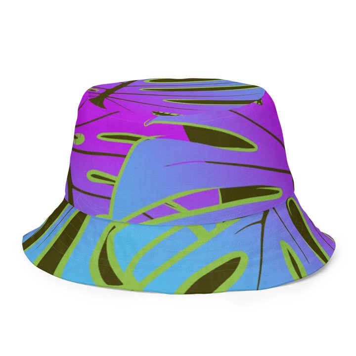 Dark Mode Neon Monstera Madness Reversible Bucket Hat product image (1)