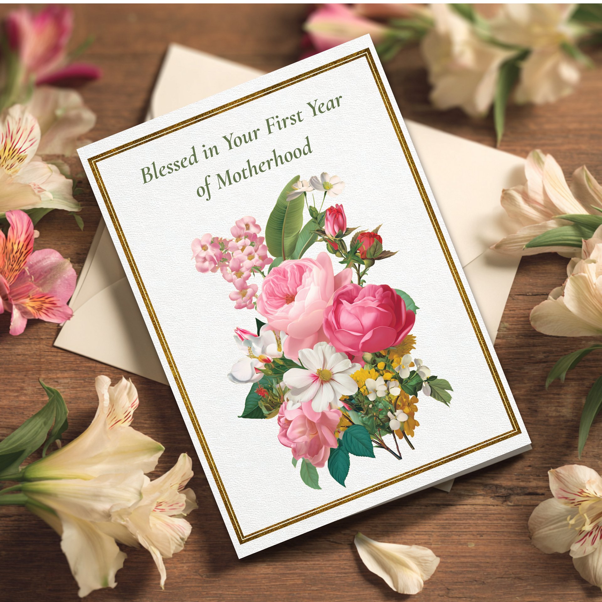 First Mother’s Day Card Printable, Blessed 1st Year of Motherhood, Christian New Mom Card product image (4)