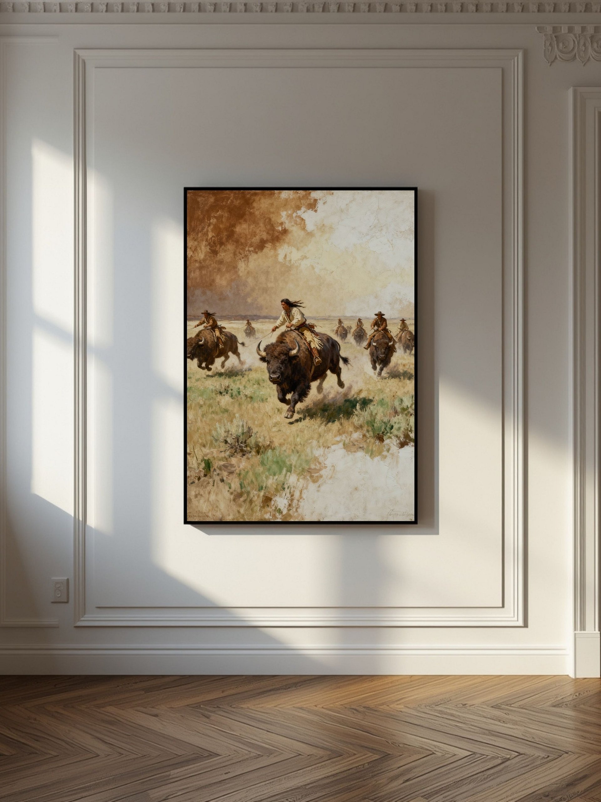 Buffalo Hunt Wall Art – Historic Native American Wild Plains Painting | Printable Digital Download (5 Sizes + PDF) product image (1)