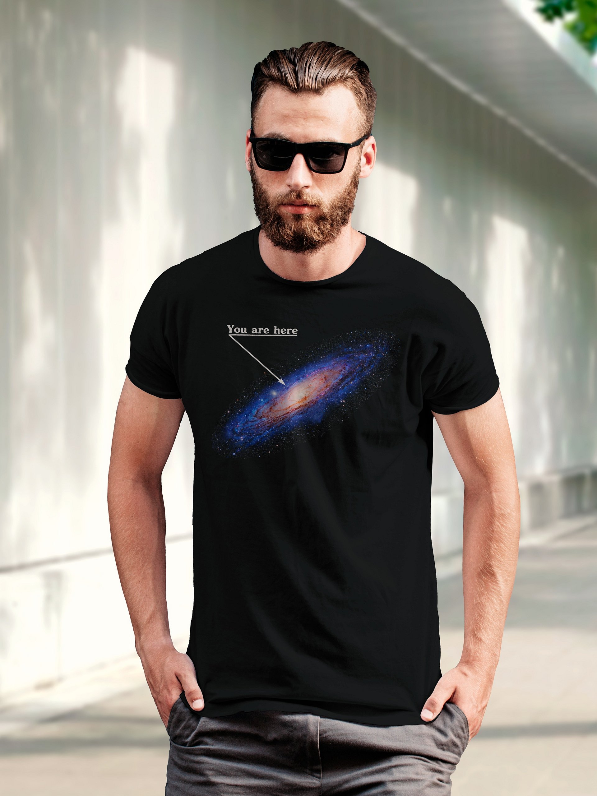 You are here: Milky Way galaxy map — Short-Sleeve Unisex T-Shirt, space t-shirt, star map product image (6)