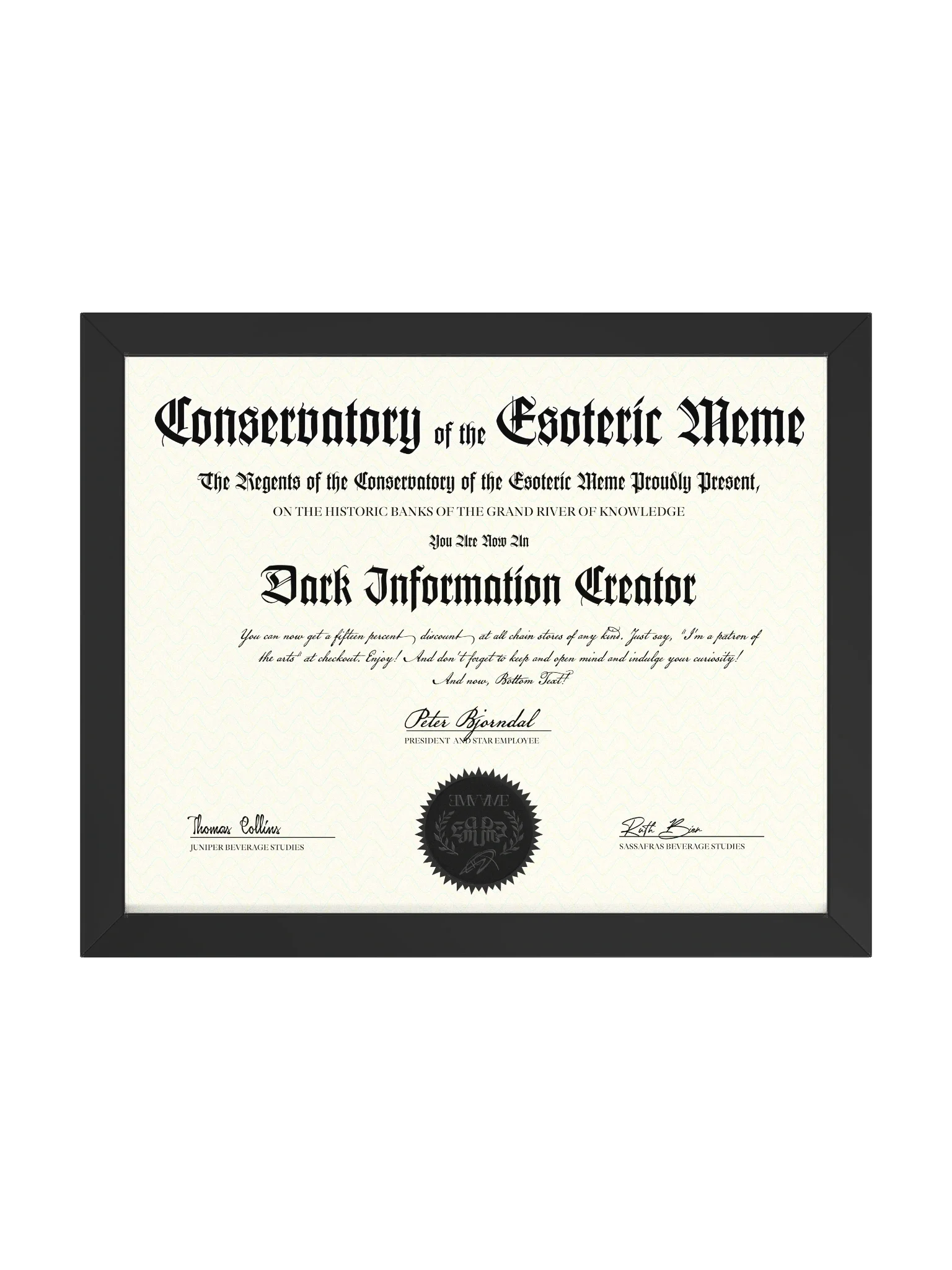 Dark Information Creator Certificate product image (1)