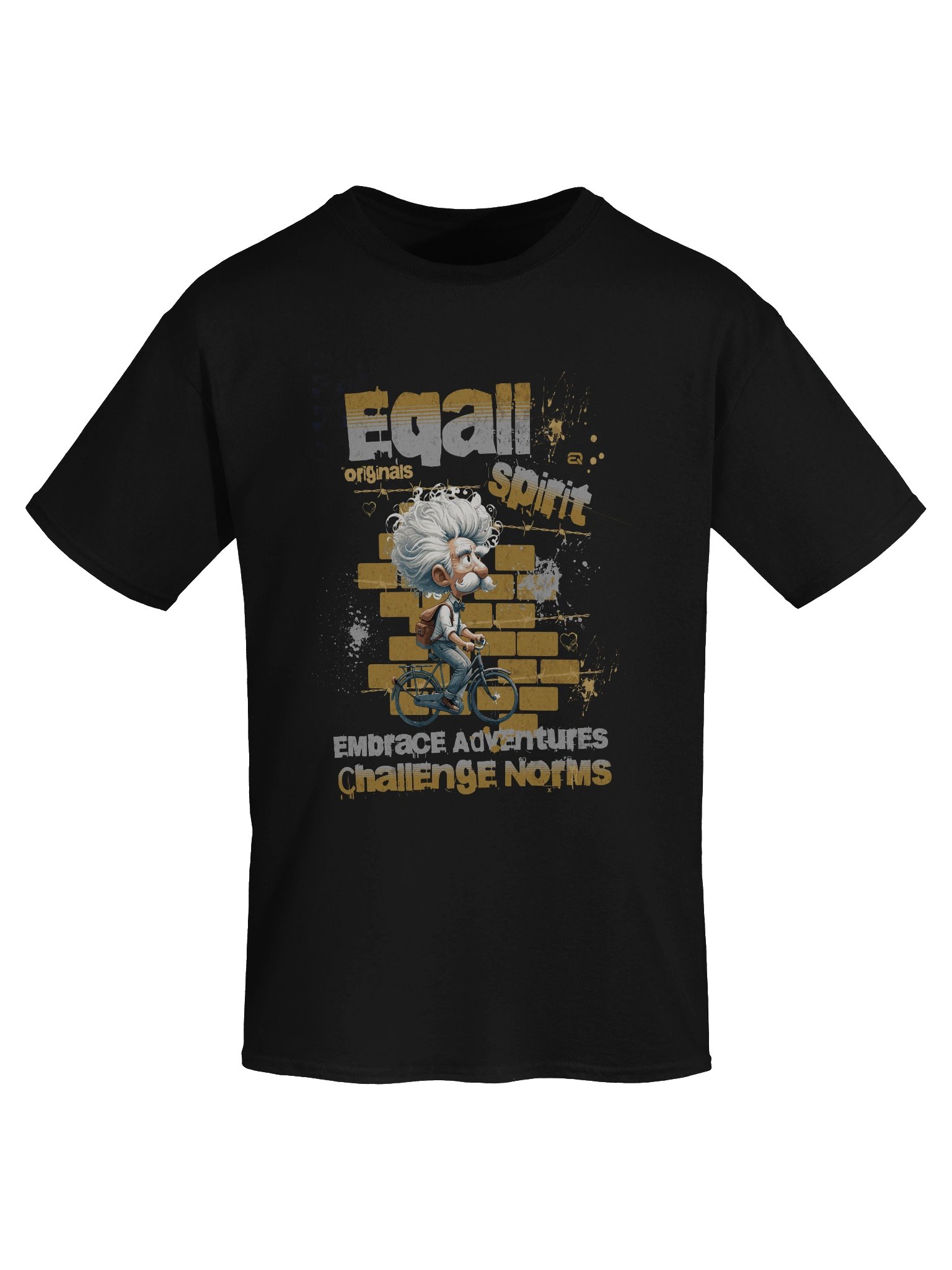 Whimsical Urban Cyclist Vibes Heavyweight 100% Cotton T-shirt by EQALL® Originals_Mustard_Grey product image (7)