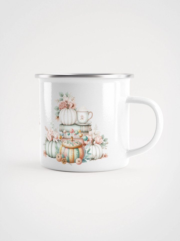 Autumnal Delights Pins Patterns Purrs Coffee Enamel Mug product image (1)