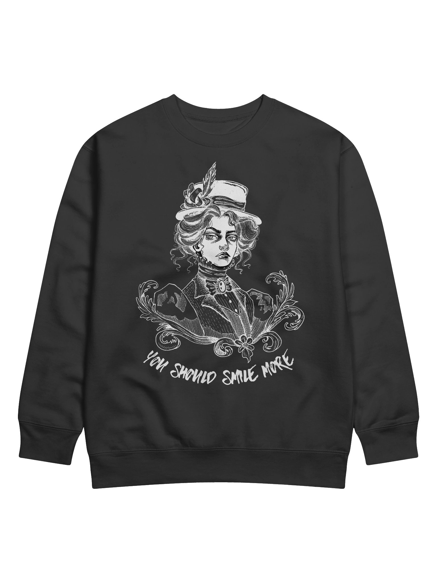 "SMILE MORE" Black Sweatshirt (Design #2) product image (1)