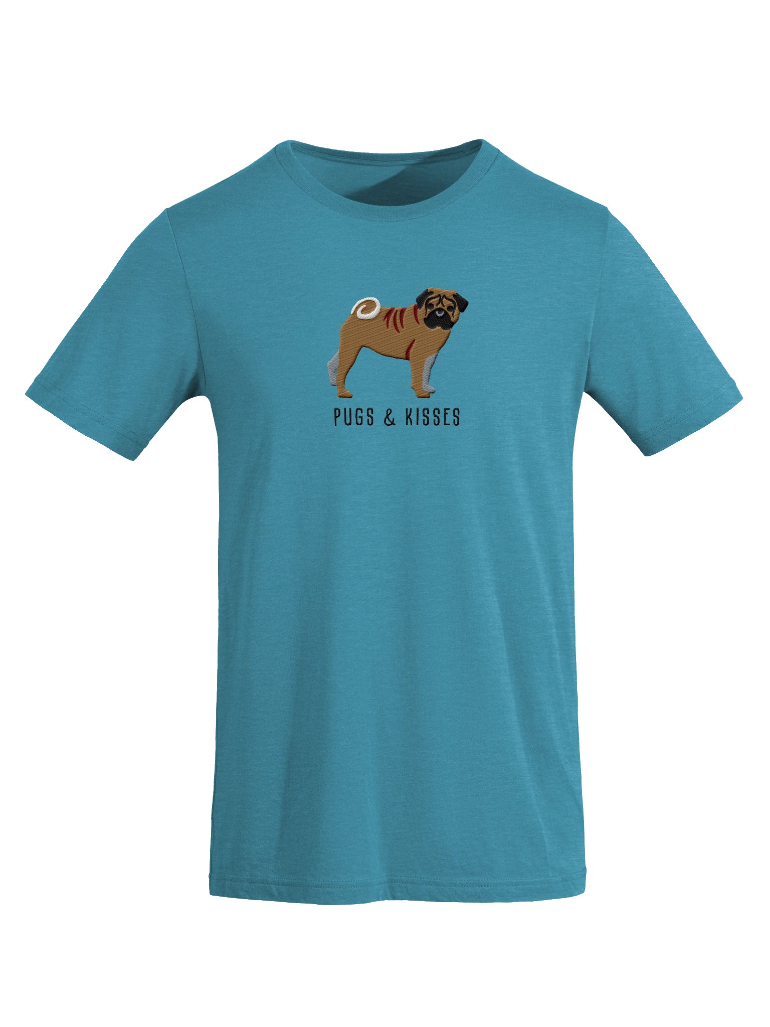 Pugs and Kisses T-Shirt(Embroidered) of a Pug(Fawn) product image (20)