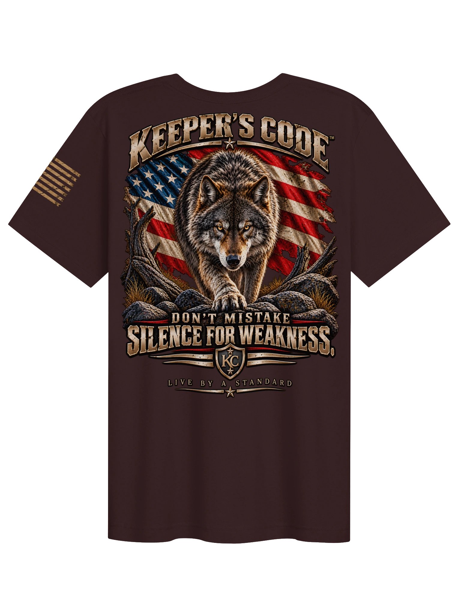 Women’s Silence For Weakness Wolf Patriotic Graphic T-Shirt product image (17)