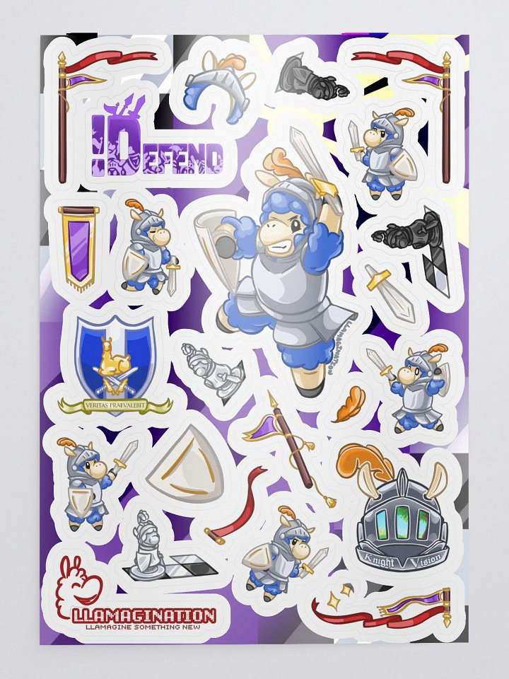 Llama Knight Sticker Set w/ Background product image (1)