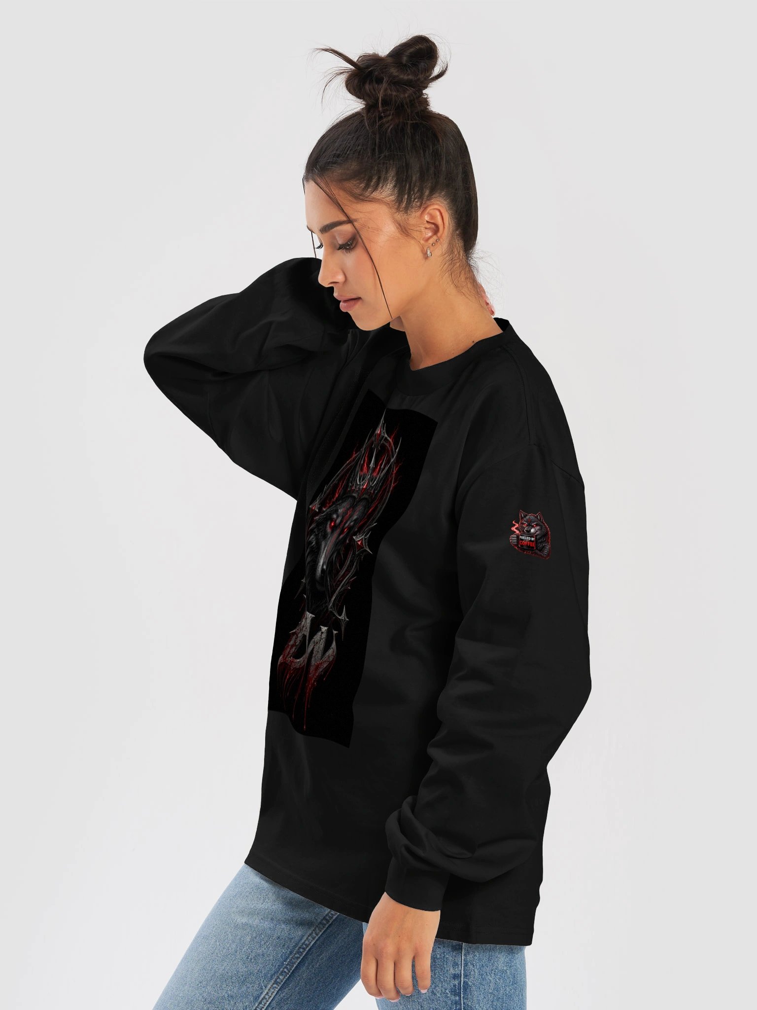 Gothic Wolf Crown BW Long Sleeve product image (37)