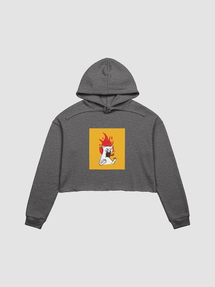 Angry Flaming Cat Fun Crop Hoodie product image (9)