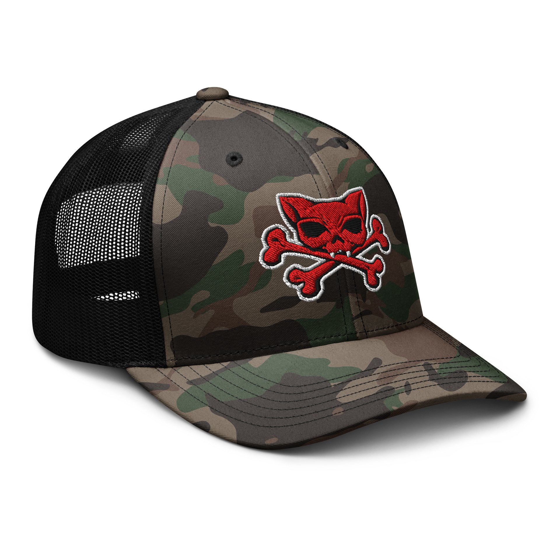 Red Kat Skull Camo Hat product image (6)