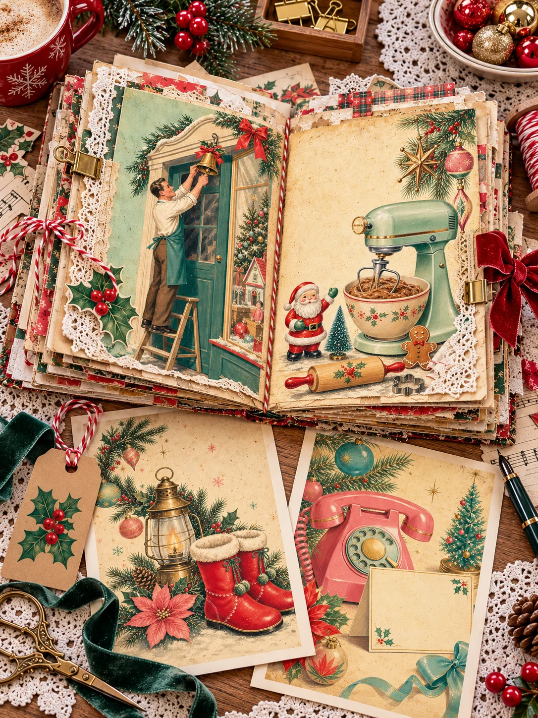 500 1950s Retro Christmas Junk Journal Pages, Atomic Kitsch Ephemera, Mid Century Holiday Printable, Nostalgic Scrapbook Paper, JPG Download product image (3)