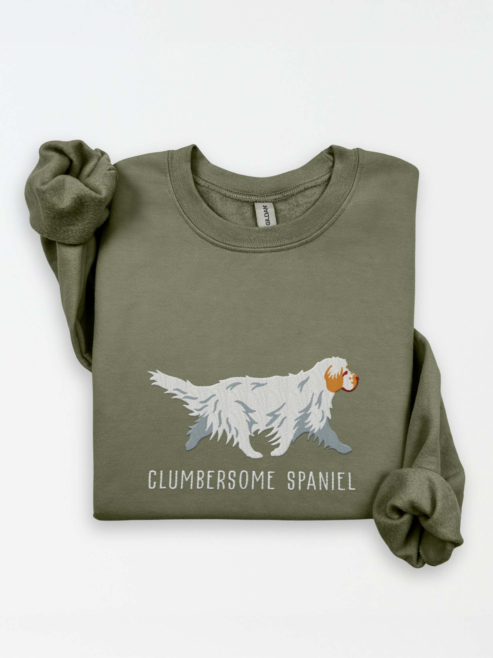 Clumbersome Spaniel Sweatshirt (Embroidered) of a Clumber Spaniel(Tan & White) product image (1)