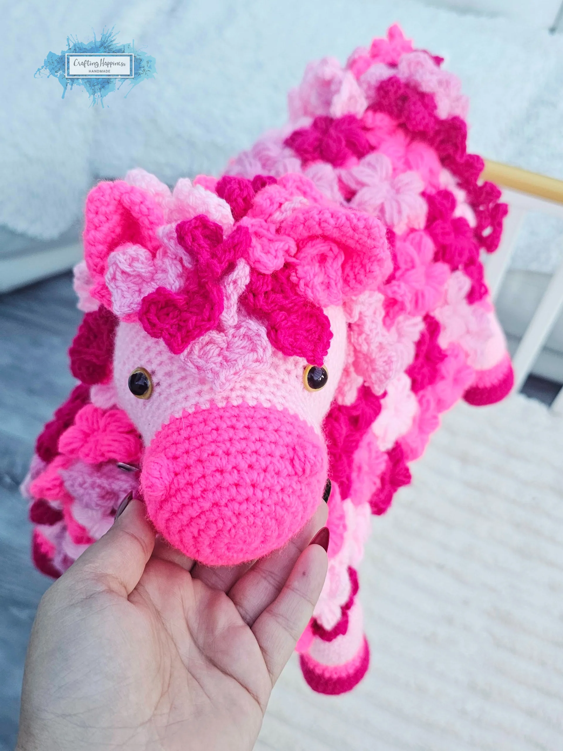 Pink Pony Baby Blanket Crochet Pattern | Folding Farm Horse Toy (PDF) product image (8)