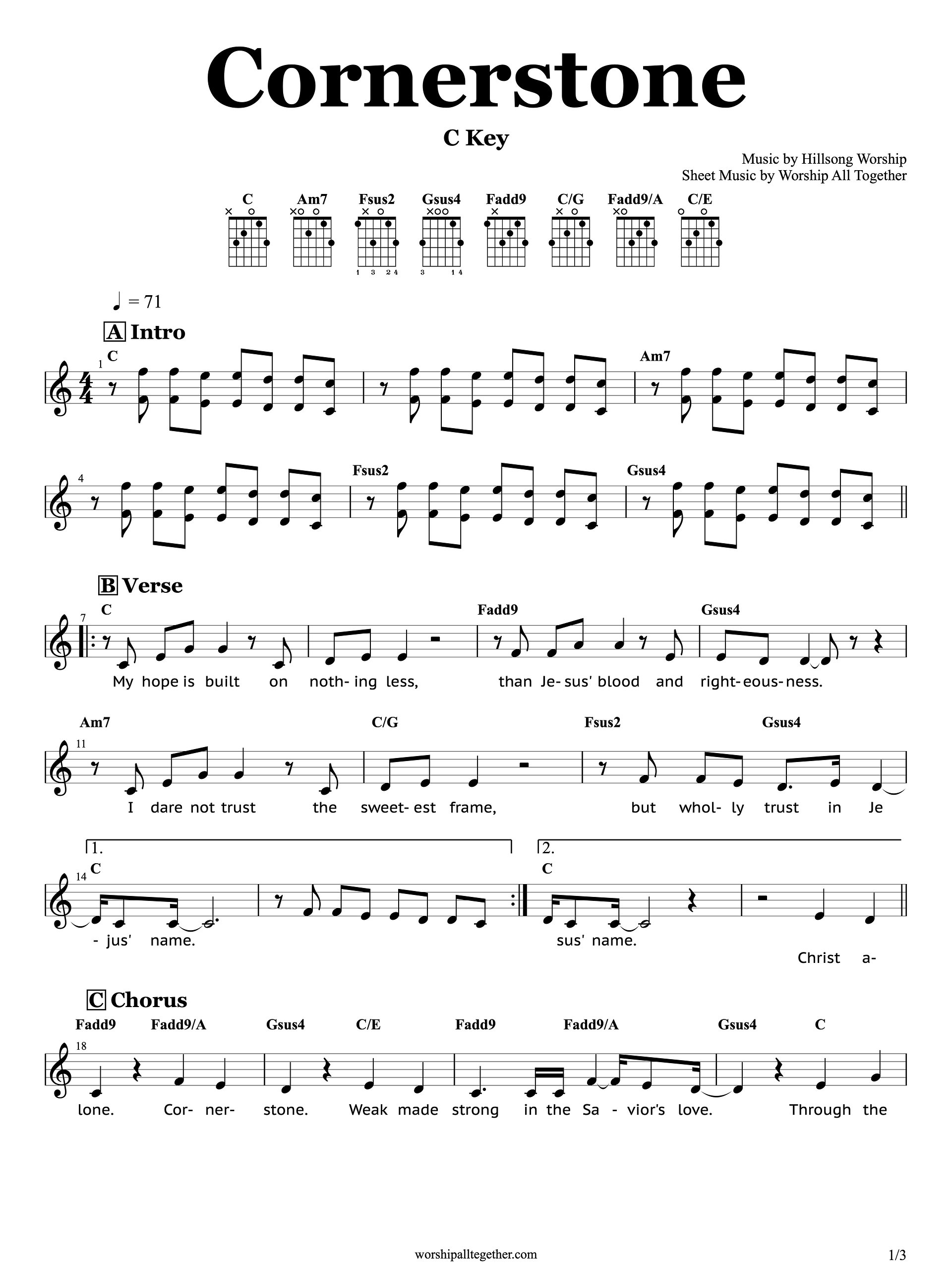 Cornerstone - Hillsong Worship | Sheet Music, Chord, Lyrics product image (1)