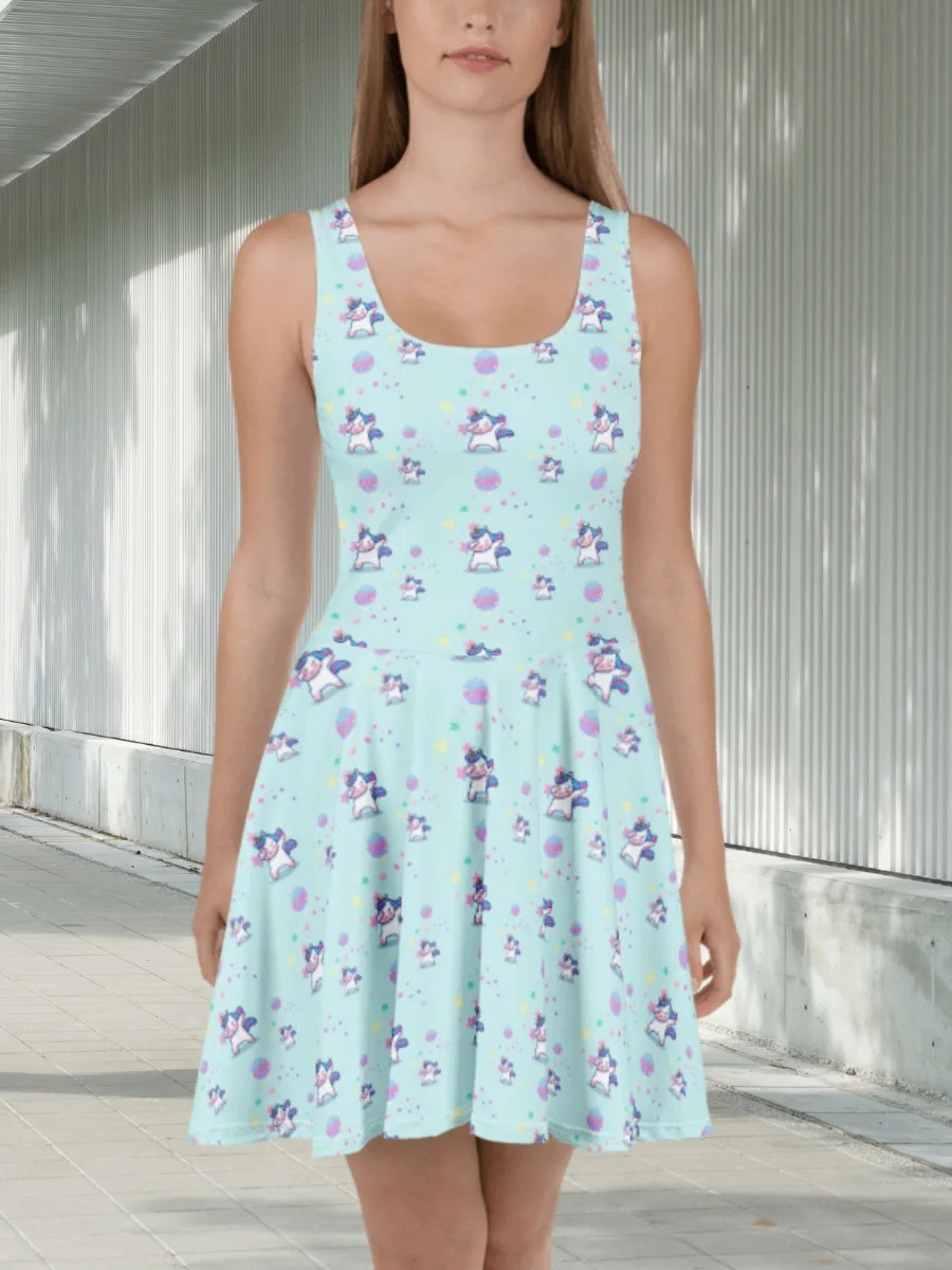 Disco Dabbing Unicorn Skater Dress product image (3)