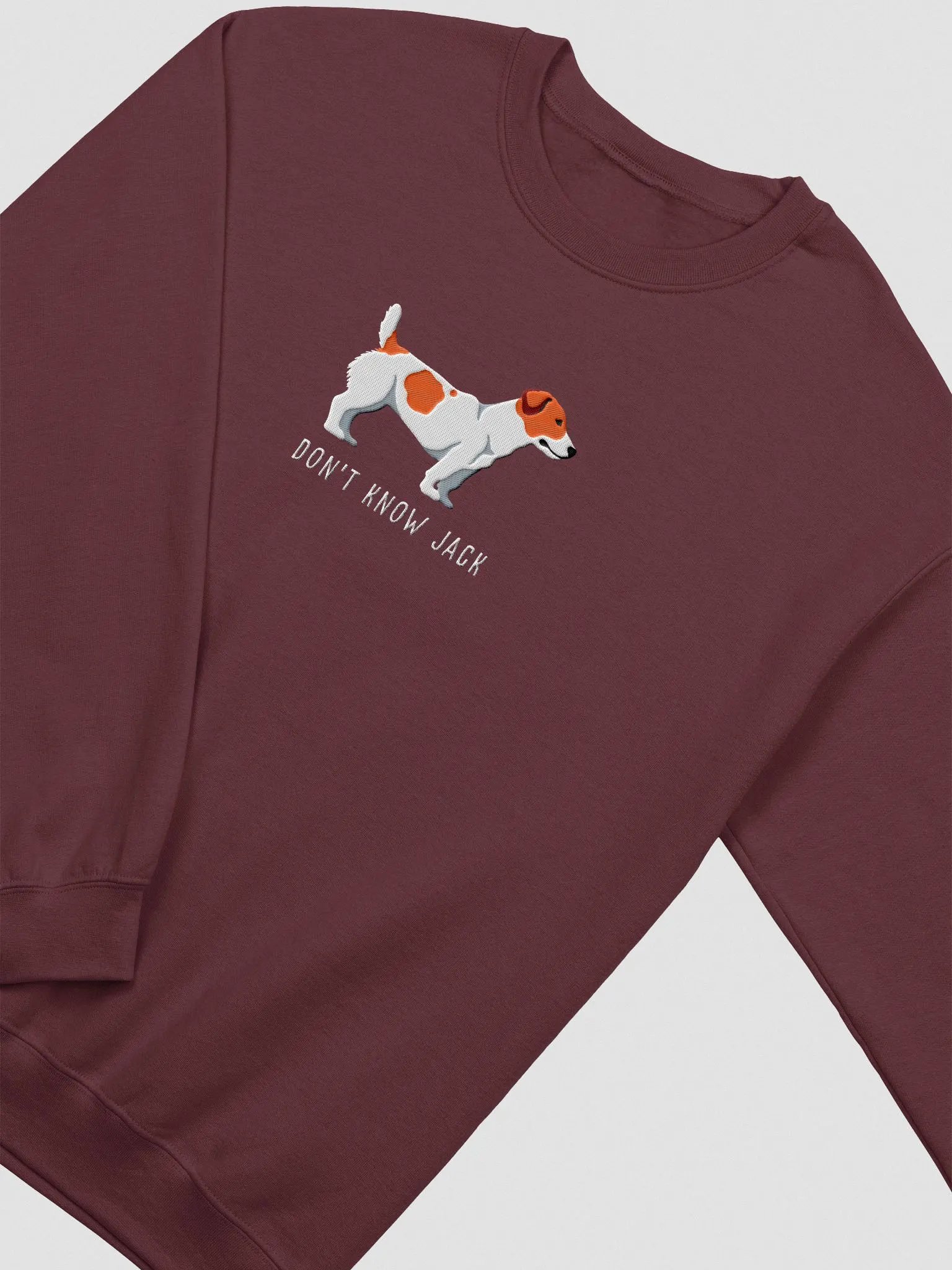 Don't Know Jack Sweatshirt (Embroidered) of a Jack Russell Terrier(Red & White) product image (6)