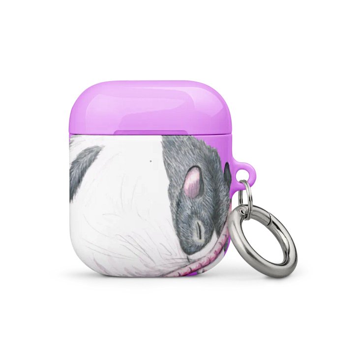 Black hooded rat sleeping Airpods case product image (1)