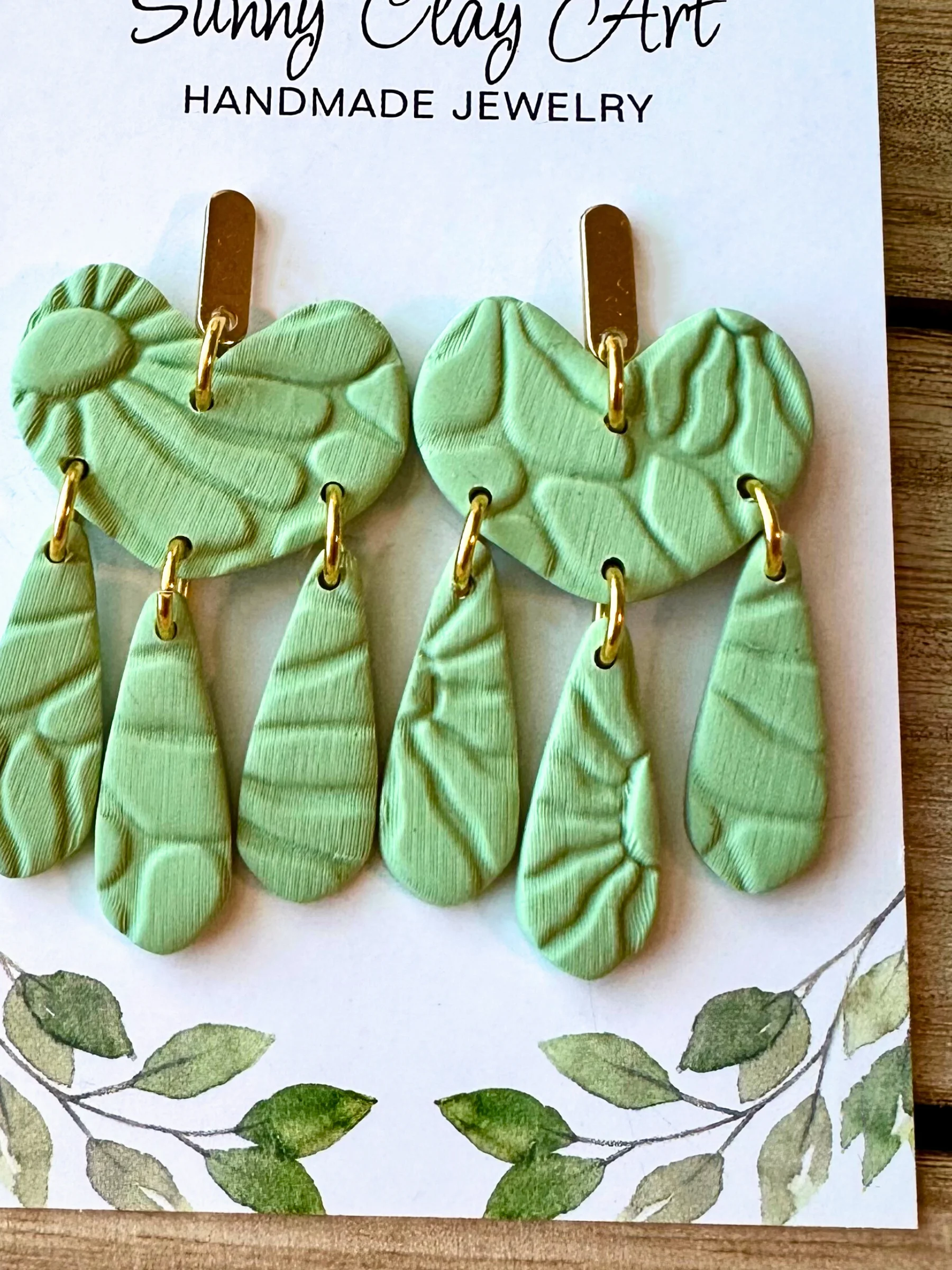 Textured Heart Drop Earrings – Handmade Clay Statement Dangles product image (9)
