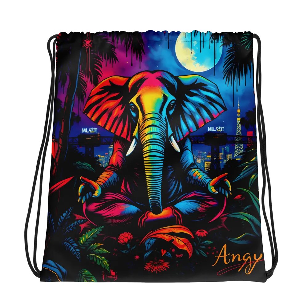 Psychedelic Elephant Drawstring Bag product image (1)