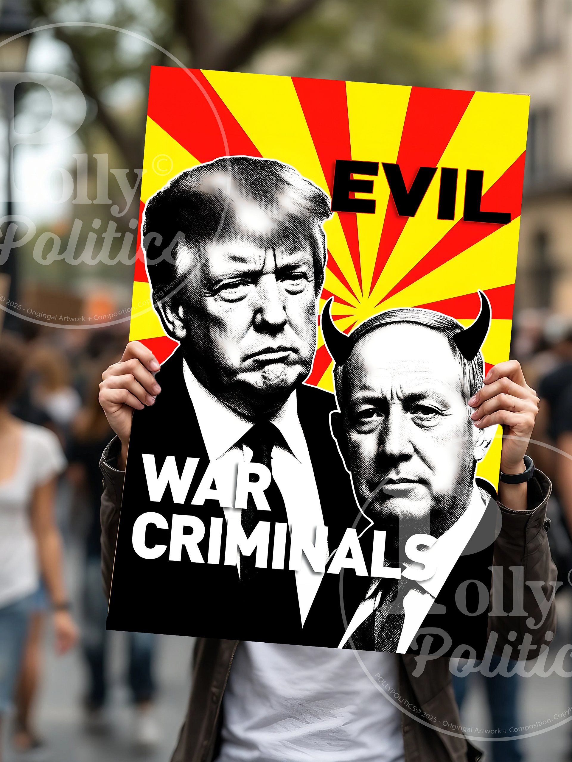 Nethanyahu Trump War Protest Sign product image (3)