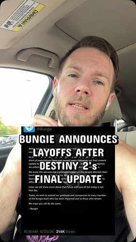 Bungie announces layoffs.  With the final update for Destiny 2, the company says they don’t currently require the workout. #d...