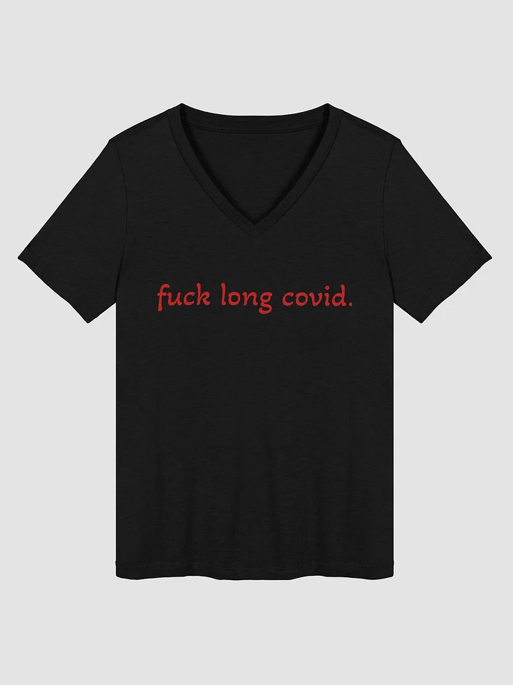 F*ck Long Covid Relaxed V-Neck Tee - Red product image (1)