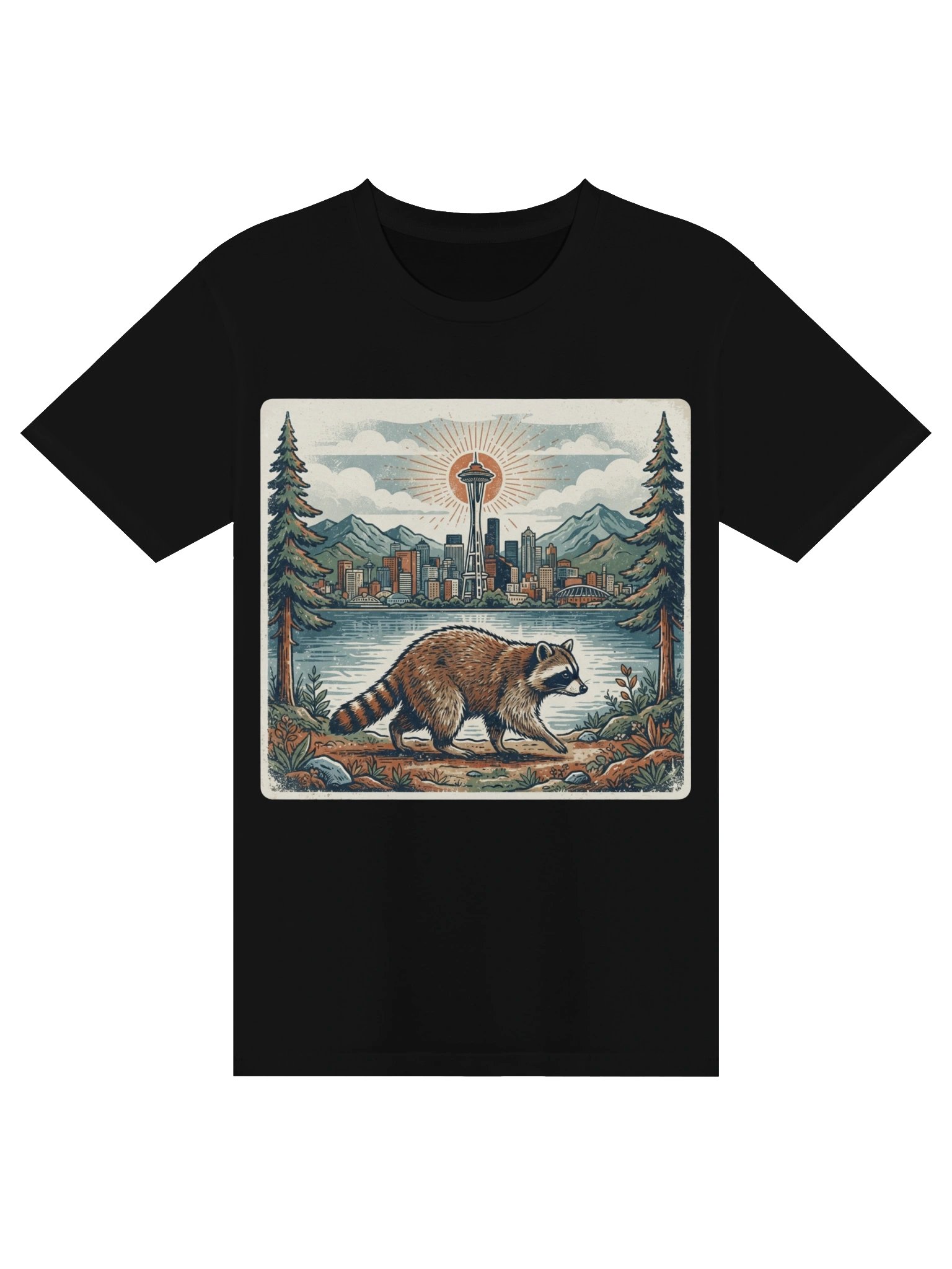 Vintage Raccoon Seattle Graphic T-Shirt product image (1)