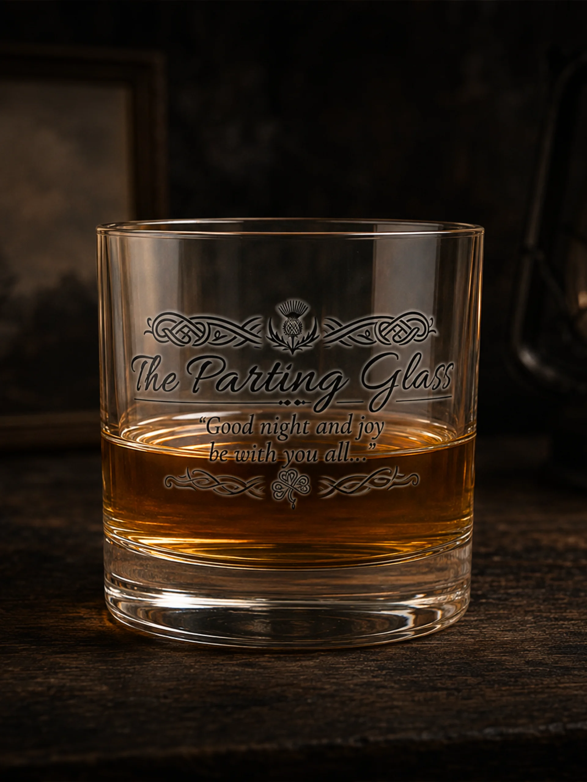 "The Parting Glass" Whiskey Glass - Traditional Scottish & Irish Celtic Rocks Tumbler product image (1)